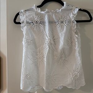 White Eyelet Sleeveless Top